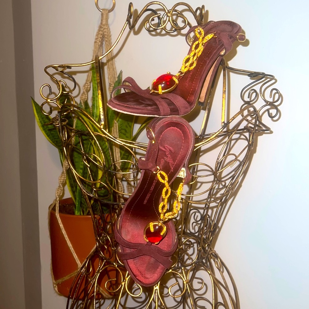 Giuseppe Zanotti Burgundy Jeweled Heels Sze. 38
